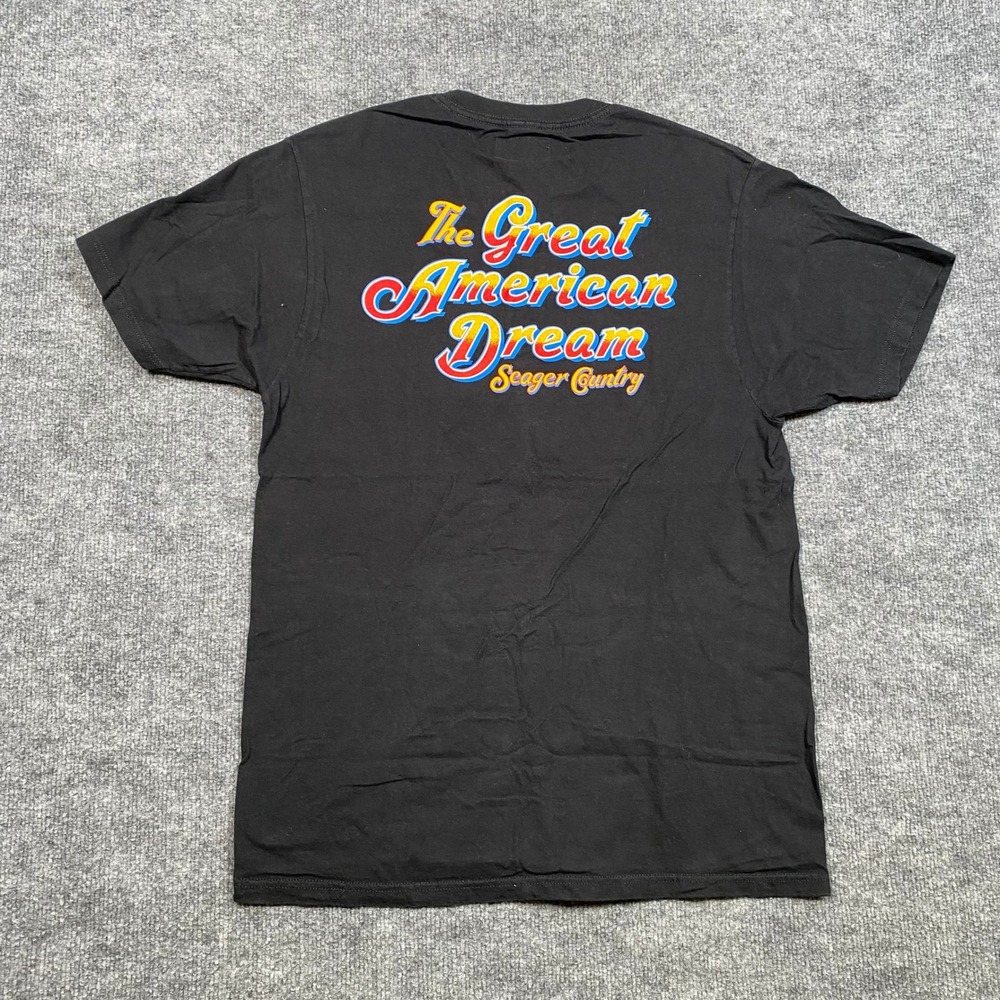 Seager Co Mens Great‎ American Dream Graphic T-Shirt Black Short Sleeve Size M